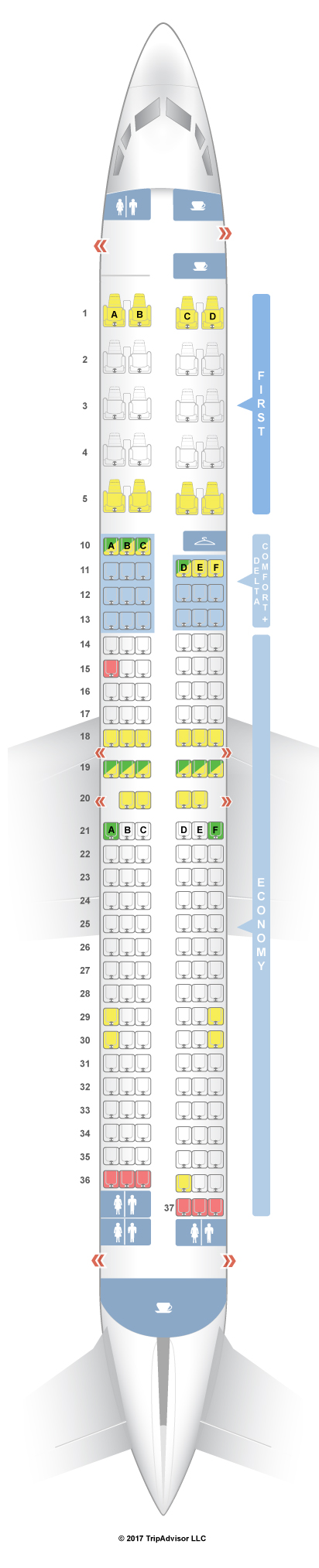 SeatGuru Seat Map Delta Boeing 737-900ER (739)