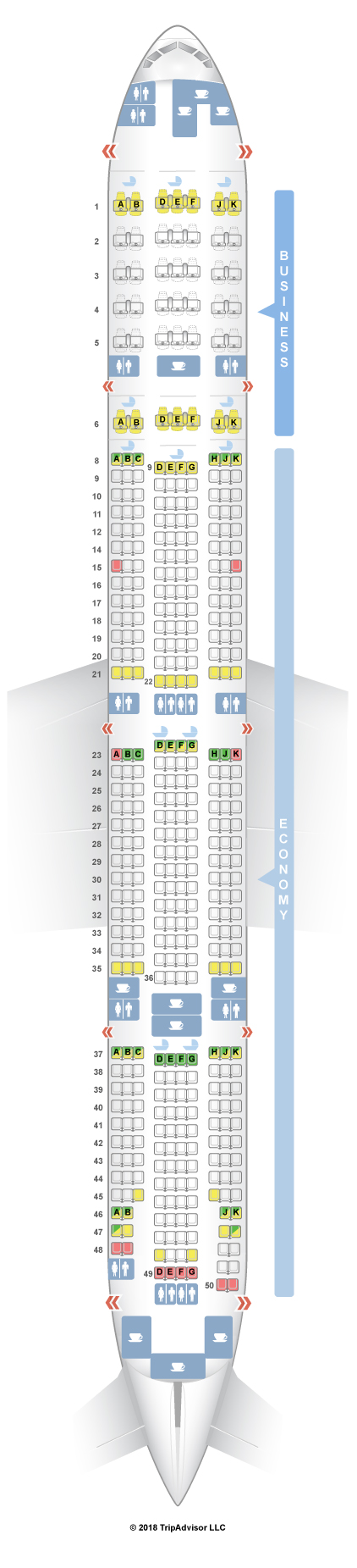 SeatGuru Seat Map Emirates Boeing 777-300ER (77W) Two Class